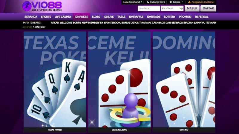 Poker Online adalah Permain Favorit di Situs Vio88